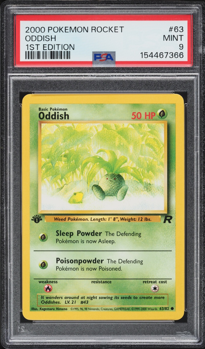 2000 Pokemon Team Rocket 1st Edition Oddish #63 PSA 9 MINT