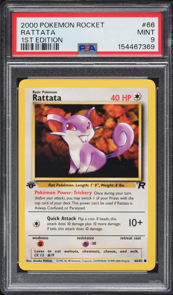 2000 Pokemon Team Rocket 1st Edition Rattata #66 PSA 9 MINT
