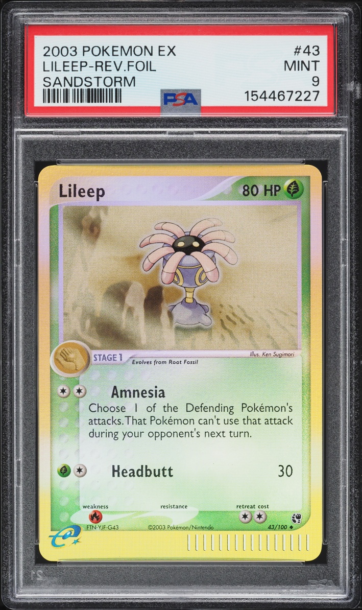 2003 Pokemon EX Sandstorm Reverse Holo Lileep #43 PSA 9 MINT
