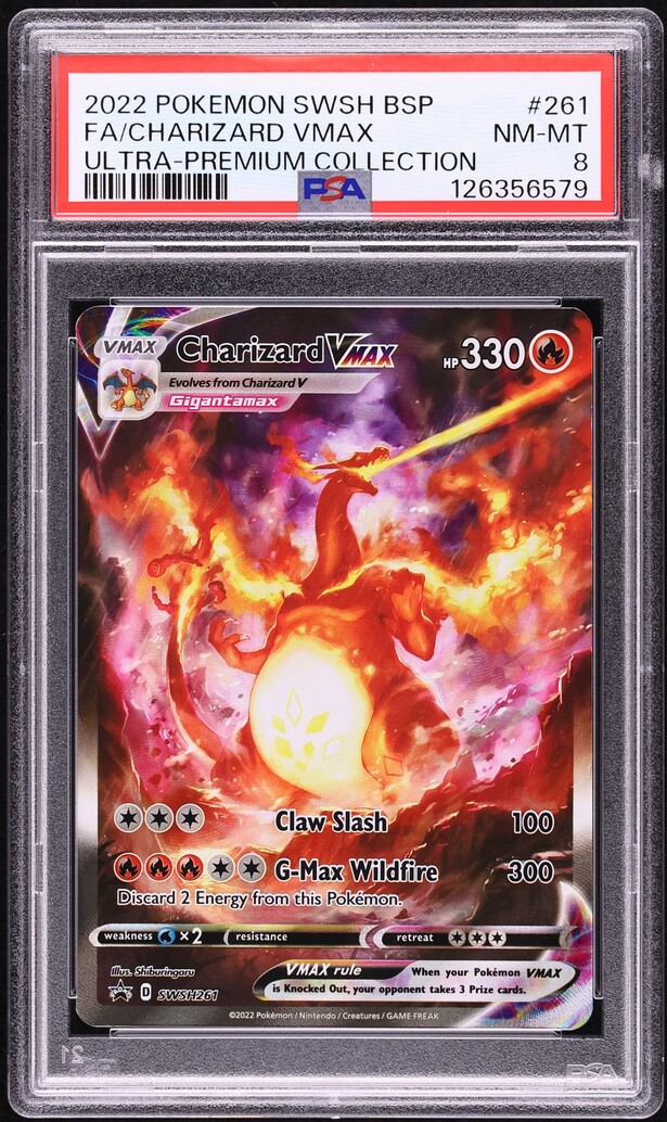 2022 Pokemon Sword & Shield Promo Ultra Premium Full Art Charizard VMAX #SWSH261 PSA 8 NM-MT