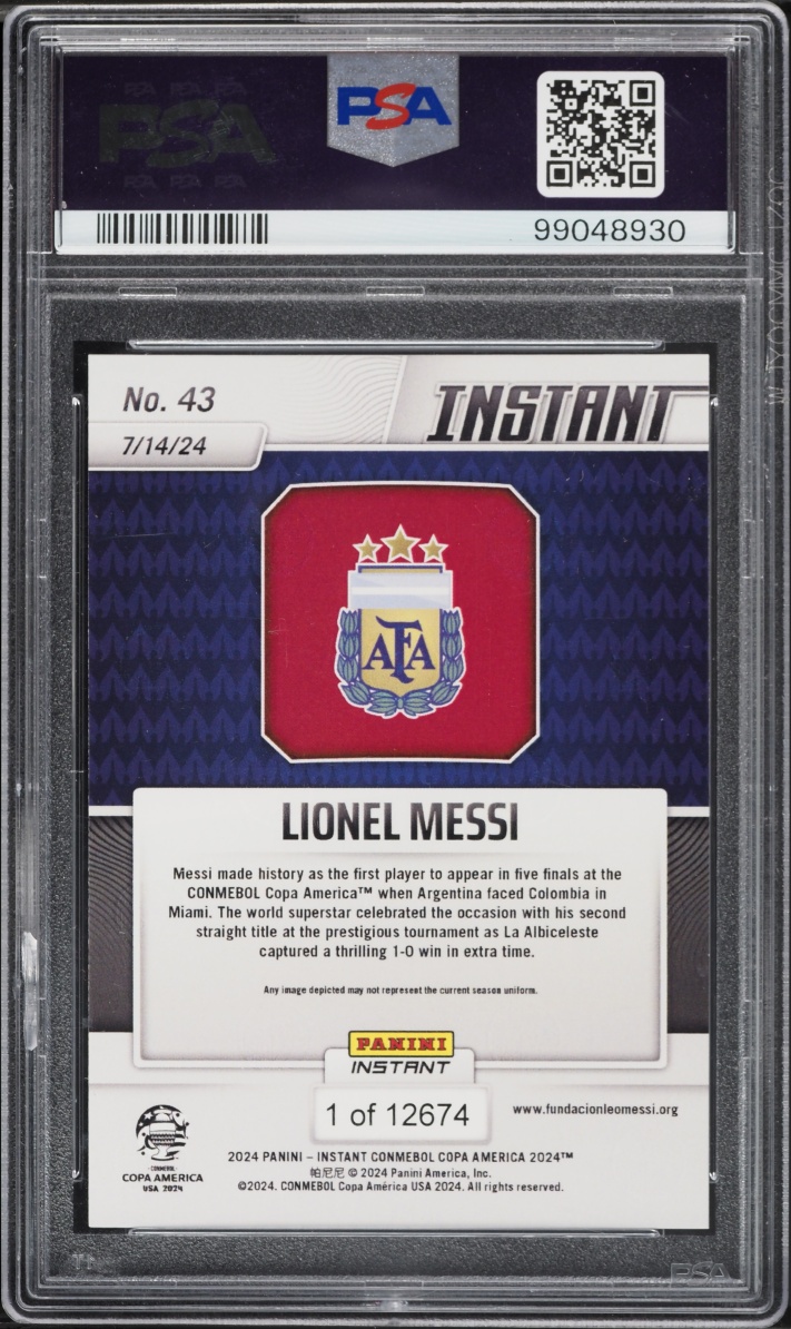 2024 Panini Instant Conmebol Copa America Lionel Messi /12674 #43 PSA 10 GEM MINT