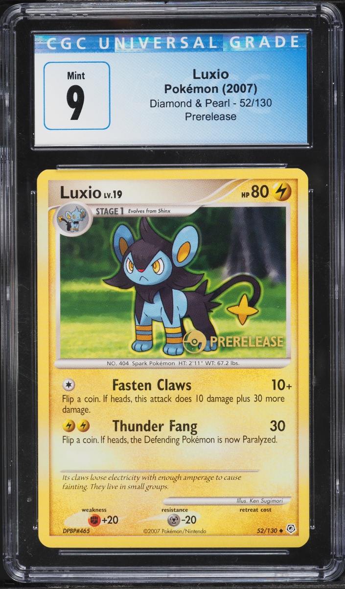 2007 Pokemon Diamond & Pearl Prerelease Luxio #52 CGC 9 MINT