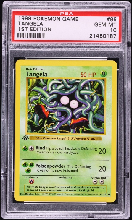 1999 Pokemon Base Set Shadowless 1st Edition Tangela #66 PSA 10 GEM MINT