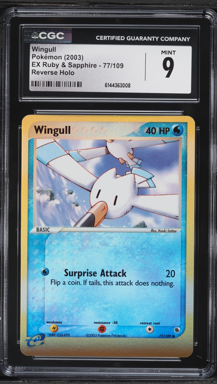 2003 Pokemon EX Ruby & Sapphire Reverse Holo Wingull #77 CGC 9 MINT