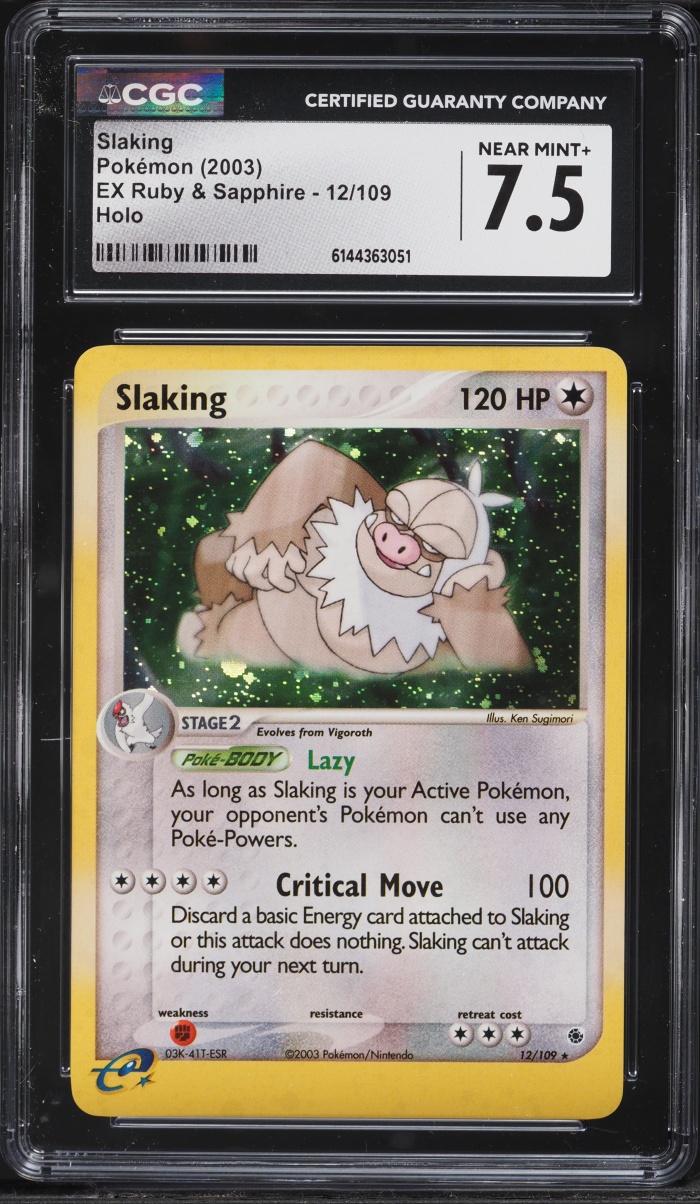 2003 Pokemon EX Ruby & Sapphire Holo Slaking #12 CGC 7.5 NRMT+