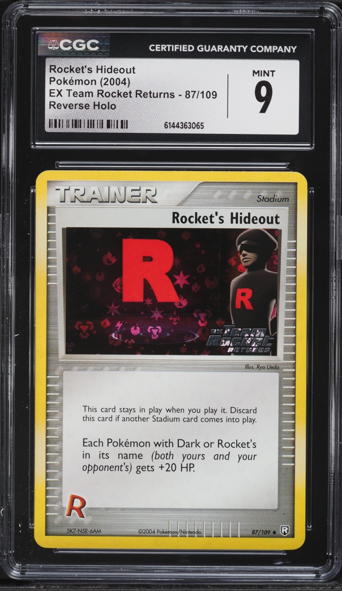 2004 Pokemon EX Team Rocket Returns Reverse Holo Rocket's Hideout #87 CGC 9 MINT