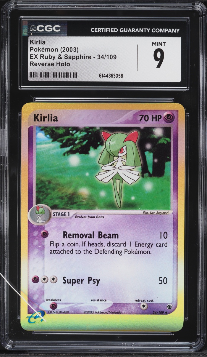 2003 Pokemon EX Ruby & Sapphire Reverse Holo Kirlia #34 CGC 9 MINT
