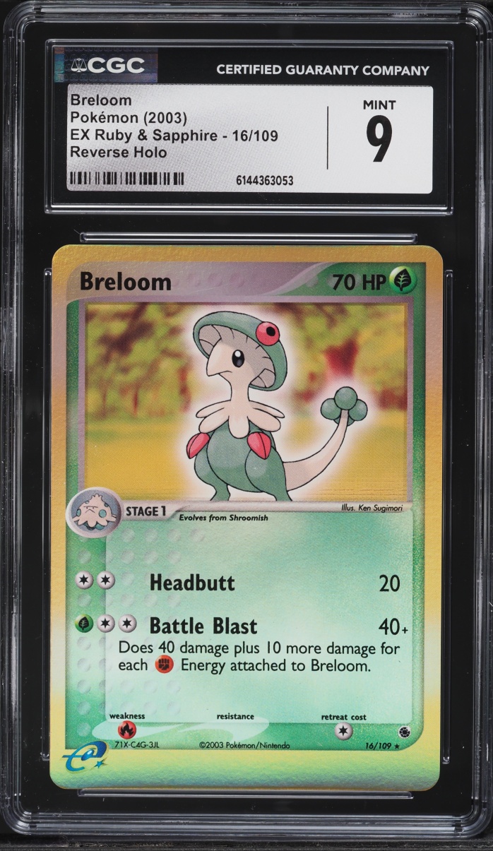 2003 Pokemon EX Ruby & Sapphire Reverse Holo Breloom #16 CGC 9 MINT