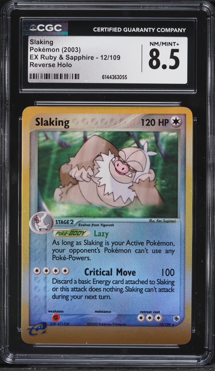 2003 Pokemon EX Ruby & Sapphire Reverse Holo Slaking #12 CGC 8.5 NM-MT+