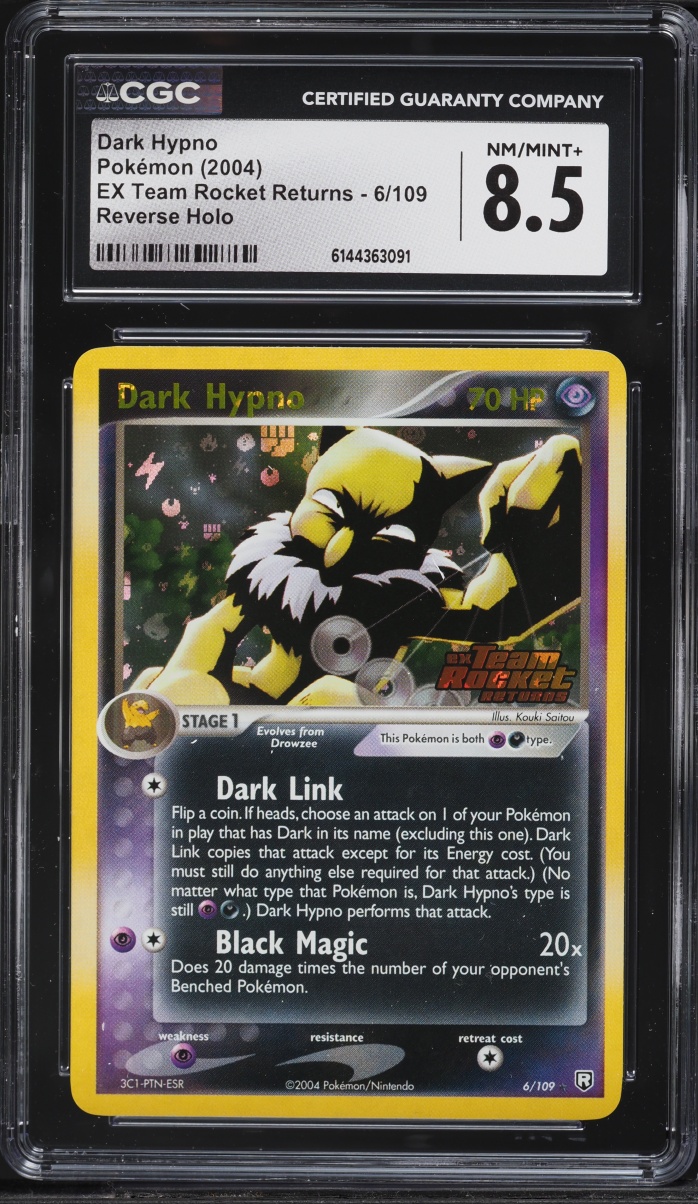 2004 Pokemon EX Team Rocket Returns Reverse Holo Dark Hypno #6 CGC 8.5 NM-MT+