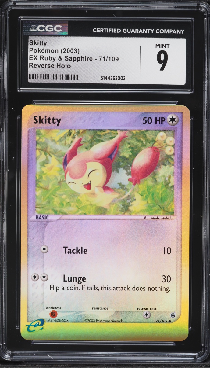 2003 Pokemon EX Ruby & Sapphire Reverse Holo Skitty #71 CGC 9 MINT
