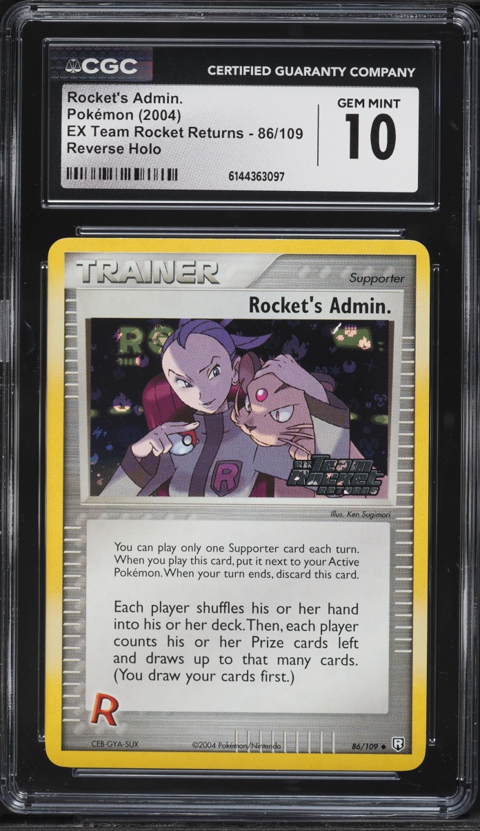 2004 Pokemon EX Team Rocket Returns Reverse Holo Rocket's Admin #86 CGC 10 GEM MINT