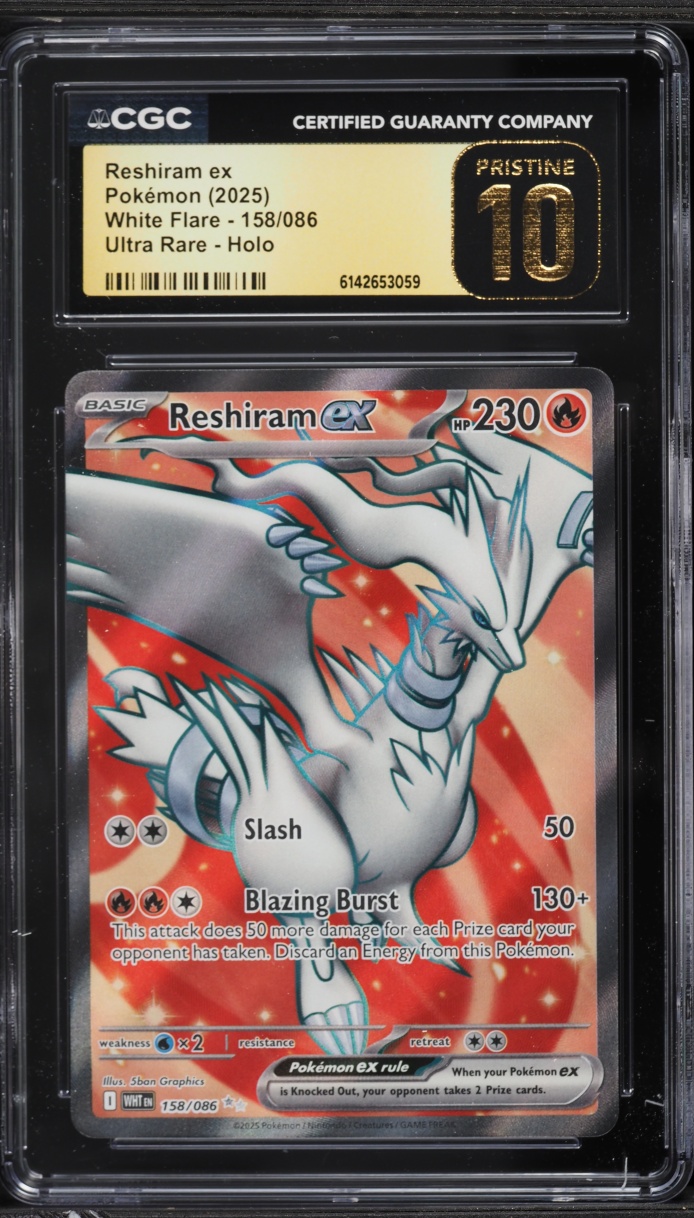 2025 Pokemon Scarlet & Violet White Flare Full Art Reshiram Ex #158 CGC 10 PRISTINE