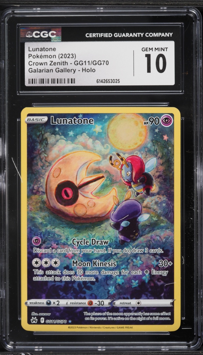 2023 Pokemon Sword & Shield Crown Zenith Alt Art Lunatone #GG11 CGC 10 GEM MINT