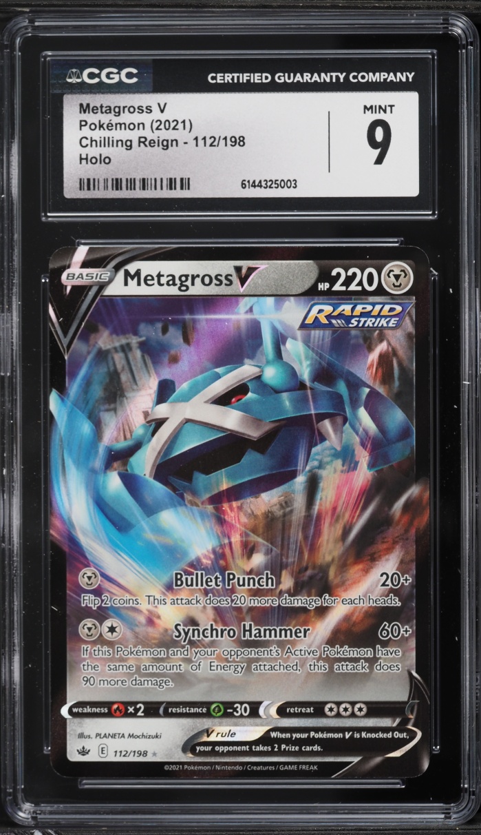 2021 Pokemon Sword & Shield Chilling Reign Metagross V #112 CGC 9 MINT
