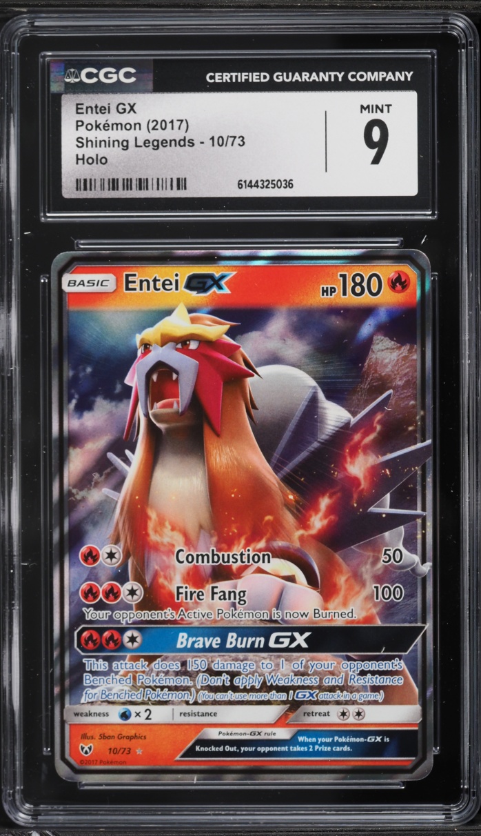 2017 Pokemon Sun & Moon Shining Legends Entei GX #10 CGC 9 MINT