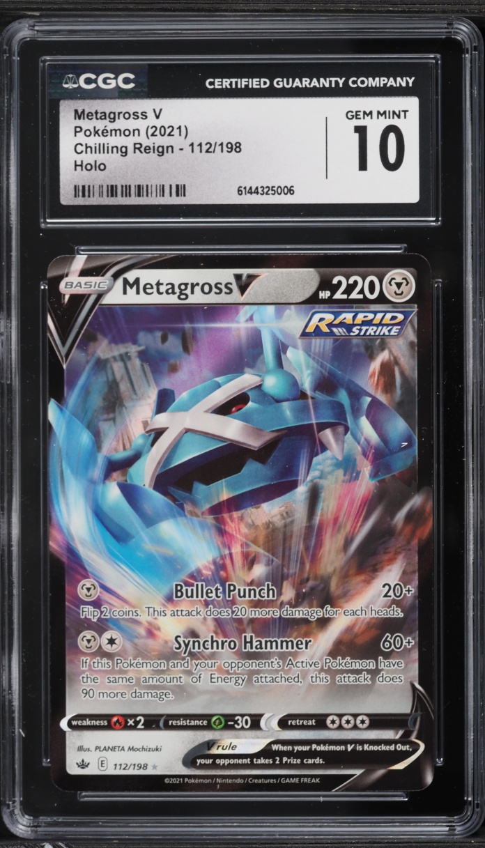 2021 Pokemon Sword & Shield Chilling Reign Metagross V #112 CGC 10 GEM MINT