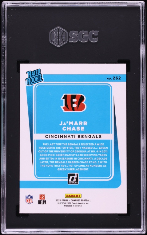 2021 Donruss Football Ja'Marr Chase ROOKIE #262 SGC 10 GEM MINT