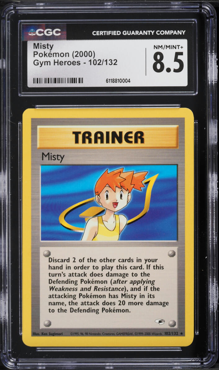 2000 Pokemon Gym Heroes Misty #102 CGC 8.5 NM-MT+