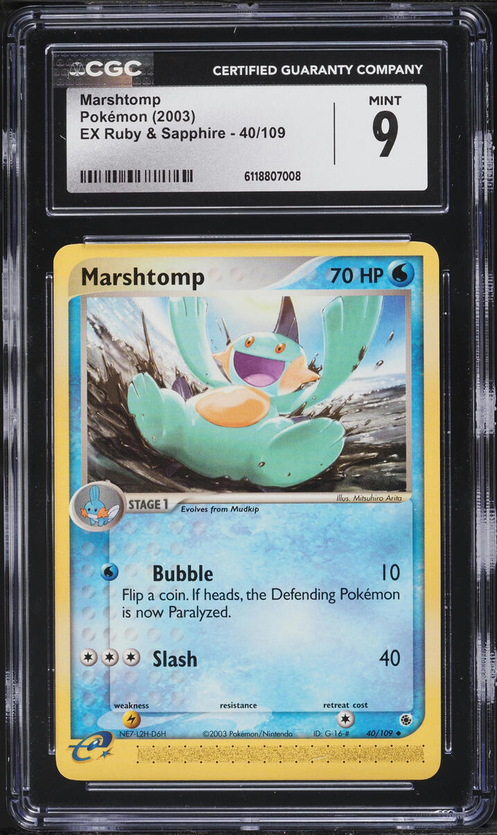 2003 Pokemon EX Ruby & Sapphire Marshtomp #40 CGC 9 MINT
