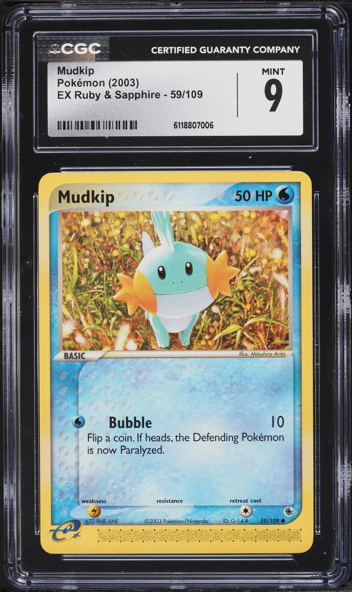 2003 Pokemon EX Ruby & Sapphire Mudkip #59 CGC 9 MINT