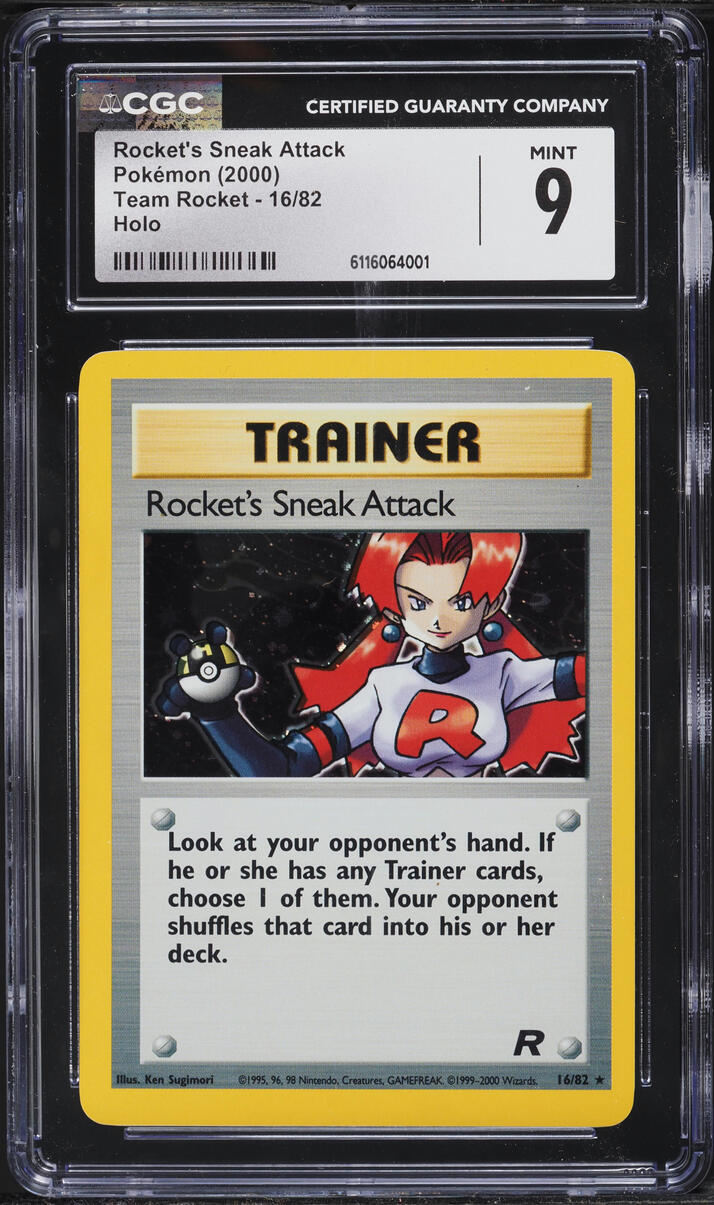 2000 Pokemon Team Rocket Holo Rocket's Sneak Attack #16 CGC 9 MINT
