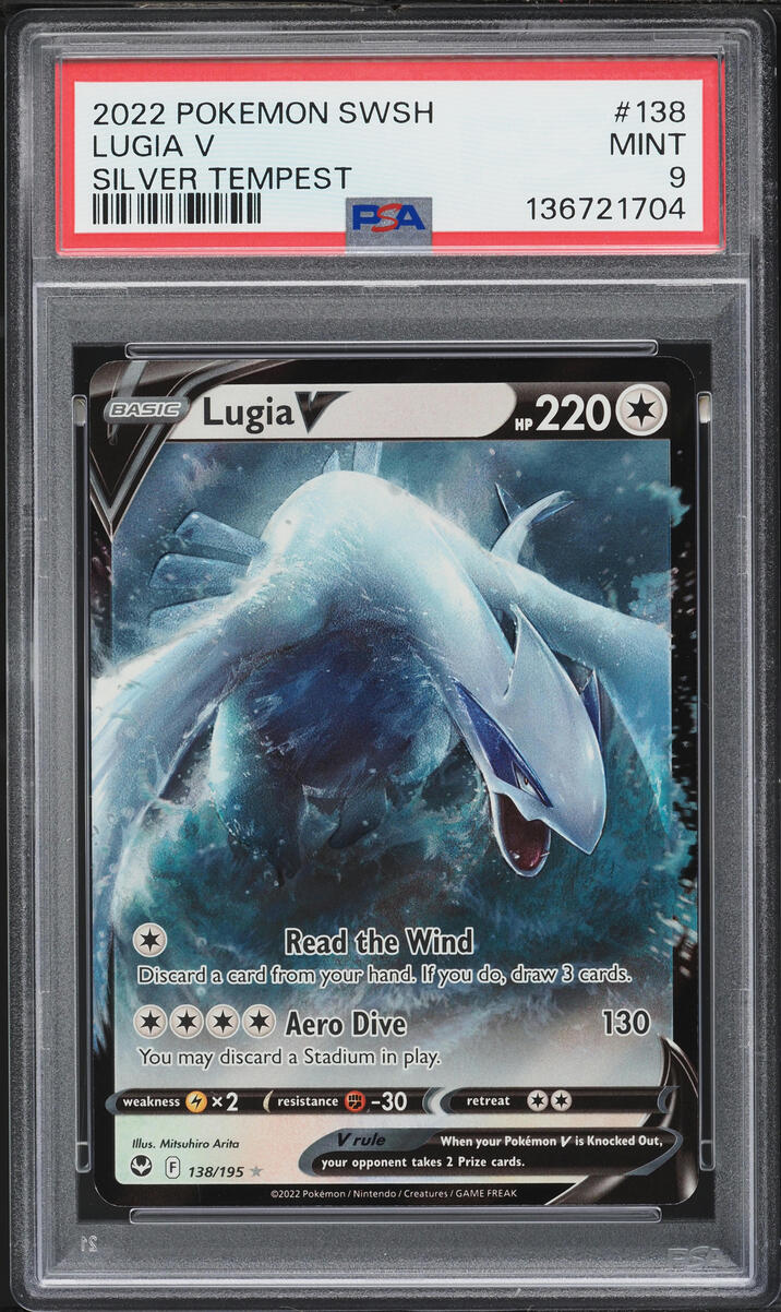 2022 Pokemon Sword & Shield Silver Tempest Alt Art Lugia V #138 PSA 9 MINT