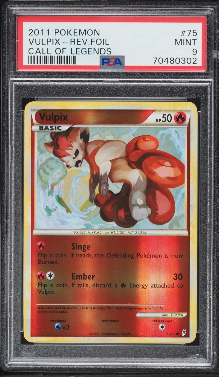 2011 Pokemon Call Of Legends Reverse Holo Vulpix #75 PSA 9 MINT