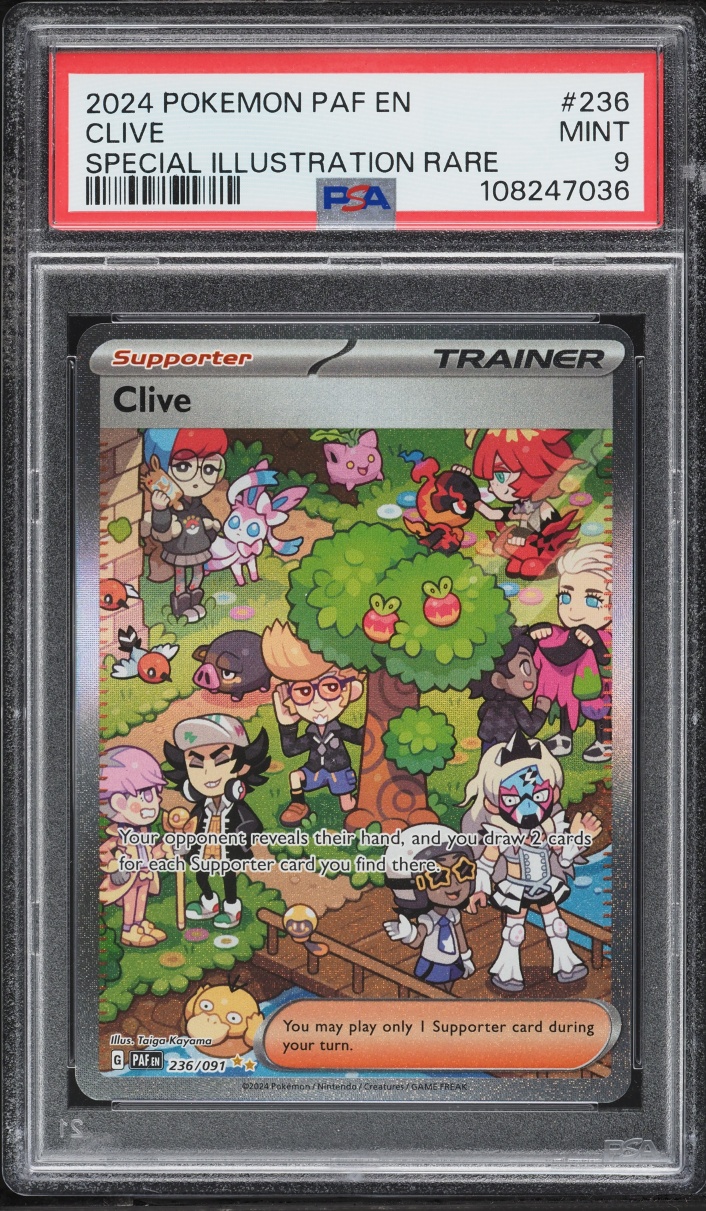 2024 Pokemon Scarlet & Violet Paldean Fates SIR Clive #236 PSA 9 MINT