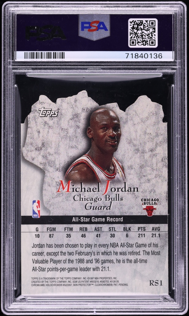 1997 Topps Rock Stars Die-Cut Michael Jordan #RS1 PSA 9 MINT