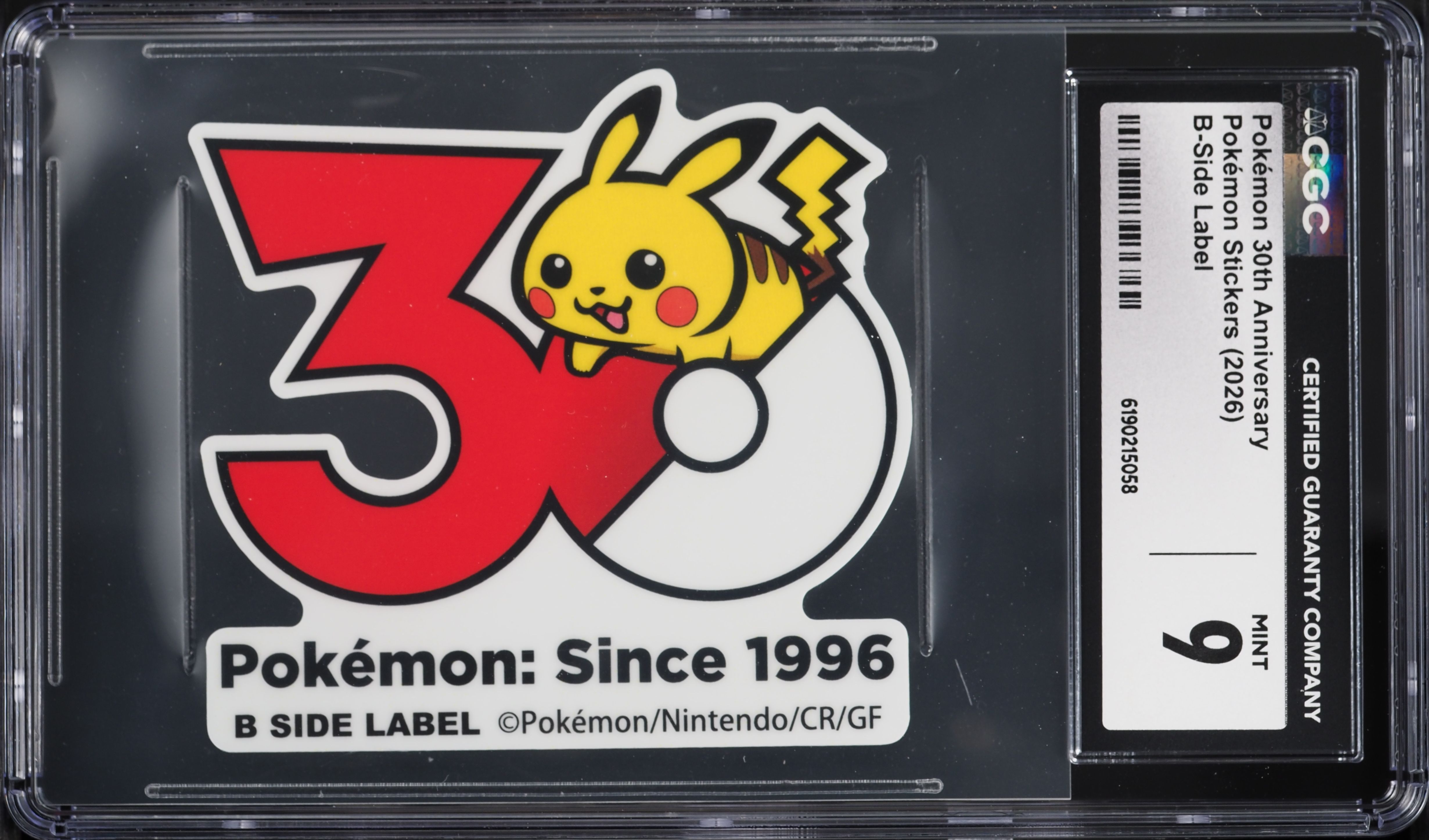 2026 Pokemon Japanese B-Side Label Stickers 30th Anniversary CGC 9 MINT