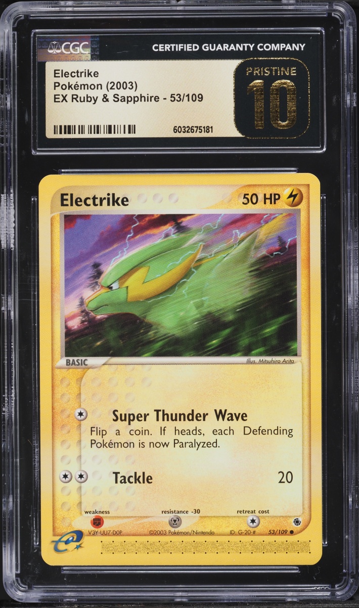 2003 Pokemon EX Ruby & Sapphire Reverse Holo Electrike #53 CGC 10 PRISTINE