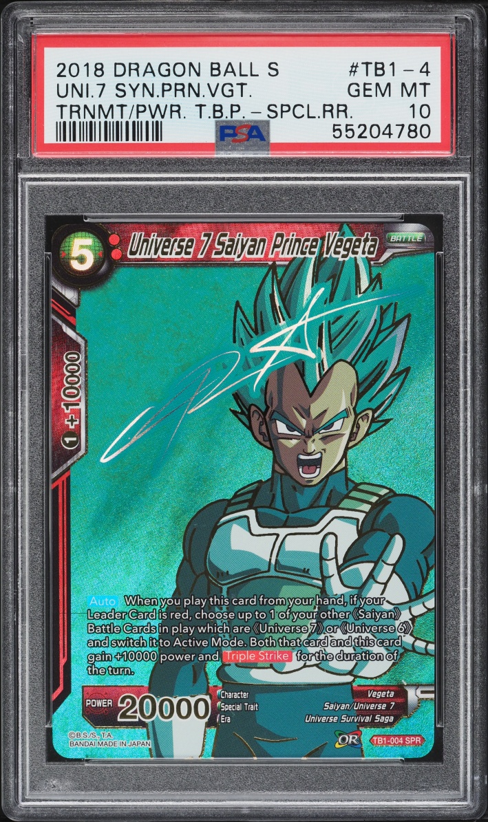 2018 Dragon Ball Super Tournament Of Power Universe 7 Saiyan Prince Vegeta SPR #TB1-004 PSA 10