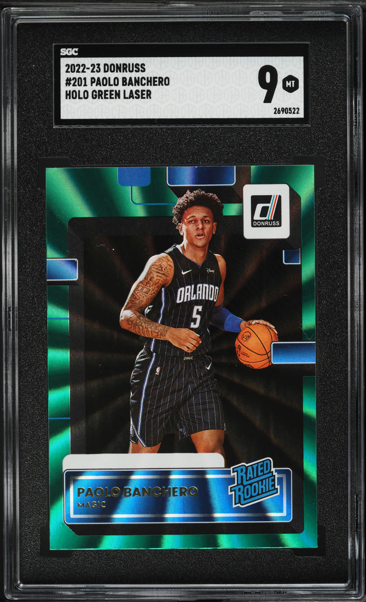 2022 Donruss Holo Green Laser Paolo Banchero ROOKIE #201 SGC 9 MINT