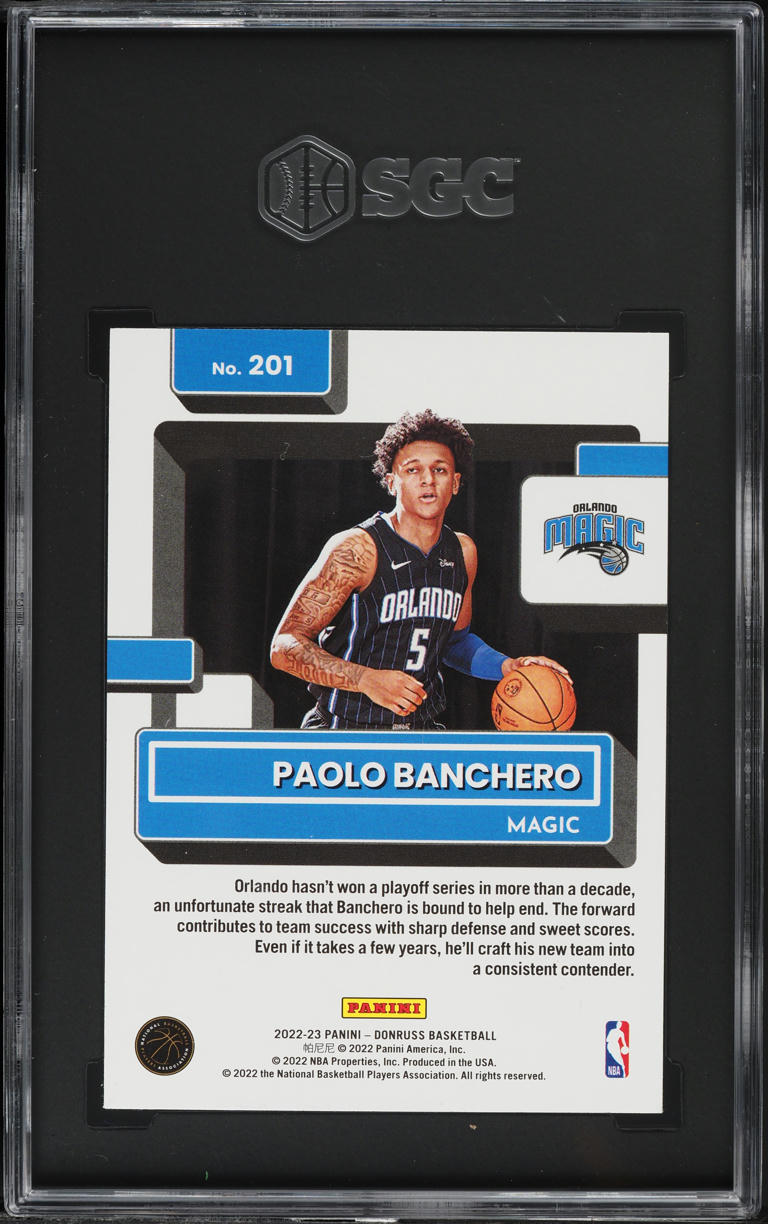 2022 Donruss Holo Green Laser Paolo Banchero ROOKIE #201 SGC 9 MINT