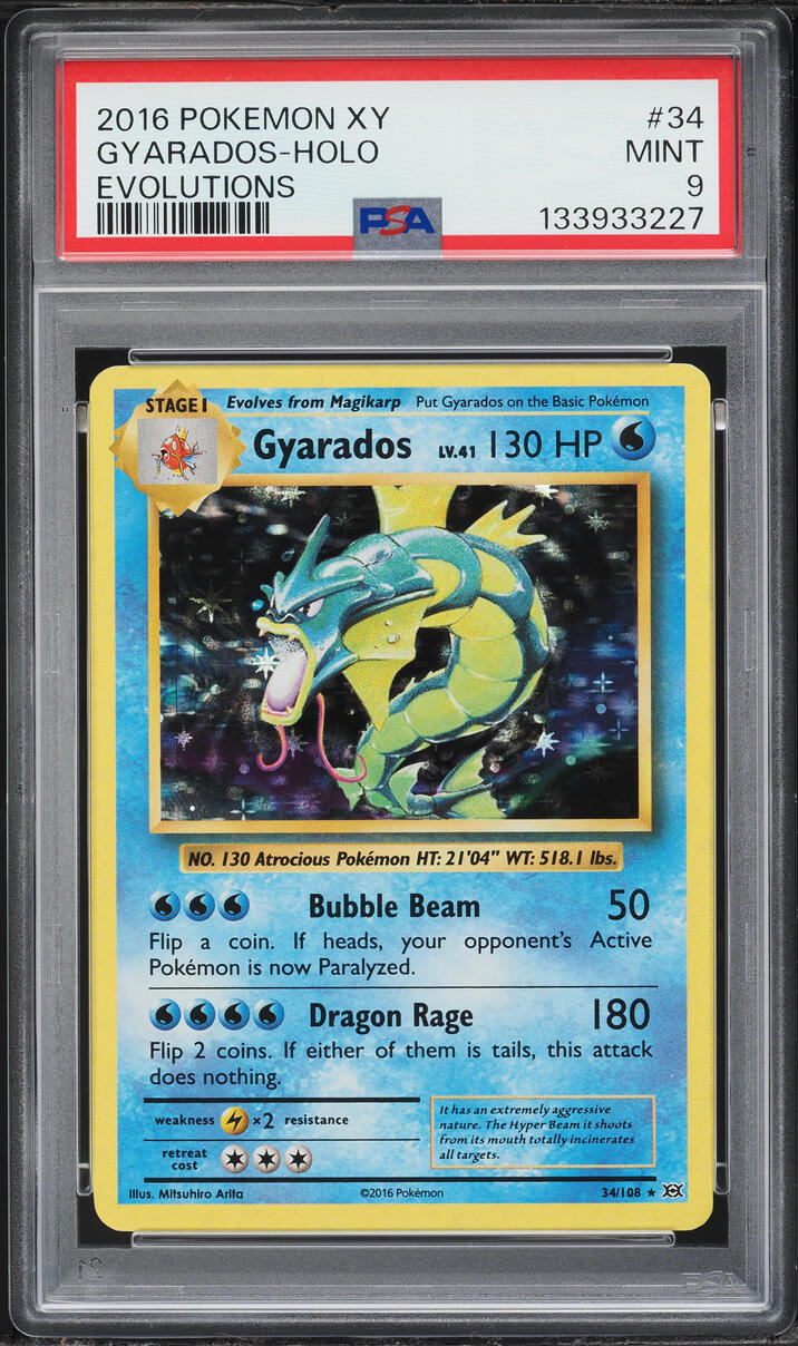 2016 Pokemon XY Evolutions Holo Gyarados #34 PSA 9 MINT