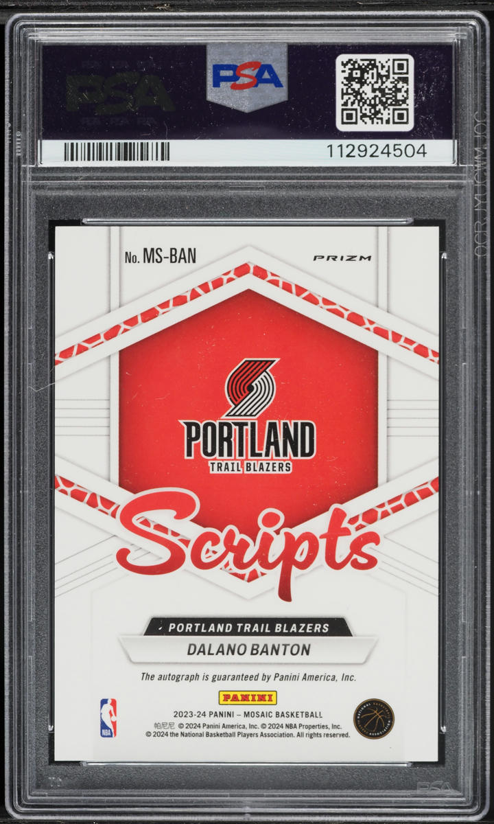 2023 Panini Mosaic Scripts Dalano Banton AUTO #MSBAN PSA 10 GEM MINT