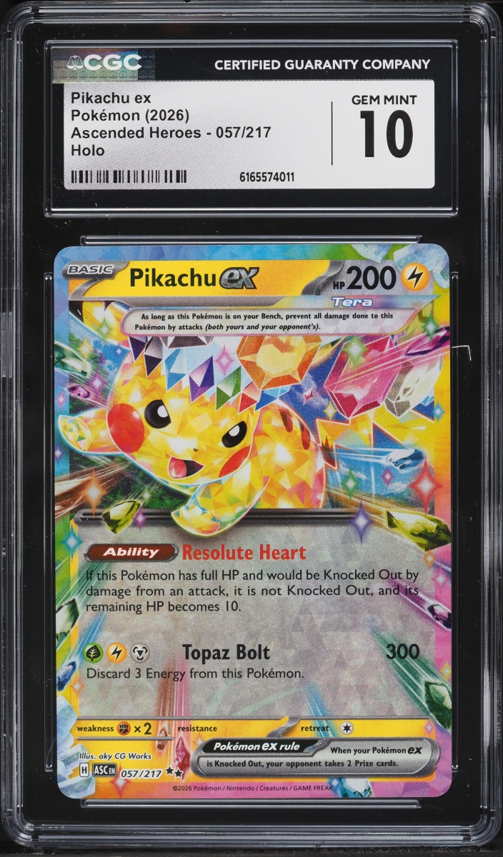 2026 Pokemon Mega Evolution Ascended Heroes Holo Pikachu ex #57 CGC 10 GEM MINT