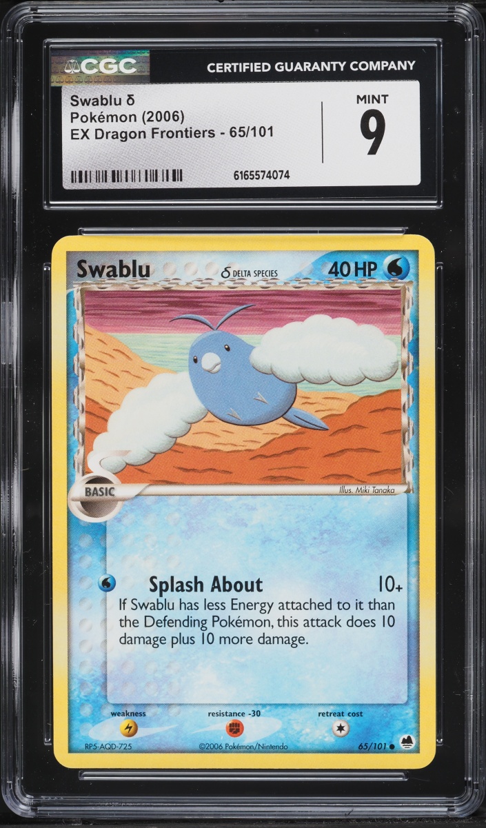 2006 Pokemon EX Dragon Frontiers Swablu #65 CGC 9 MINT