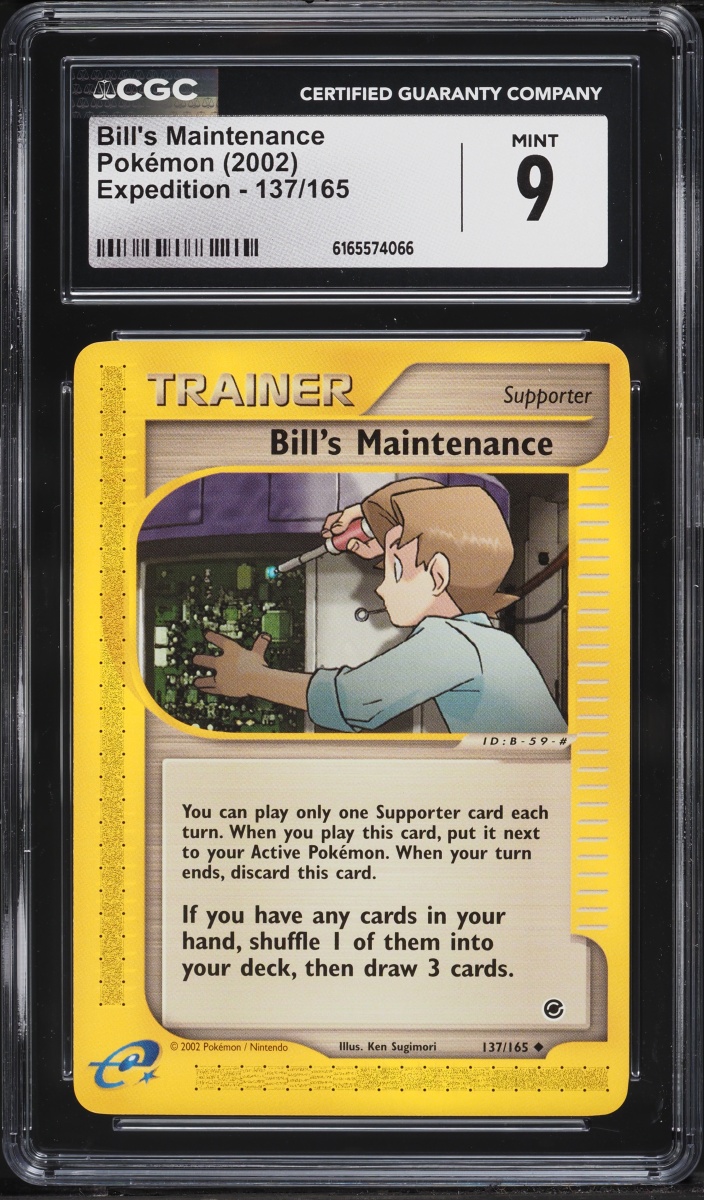 2002 Pokemon Expedition Base Set Bill's Maintenance #137 CGC 9 MINT