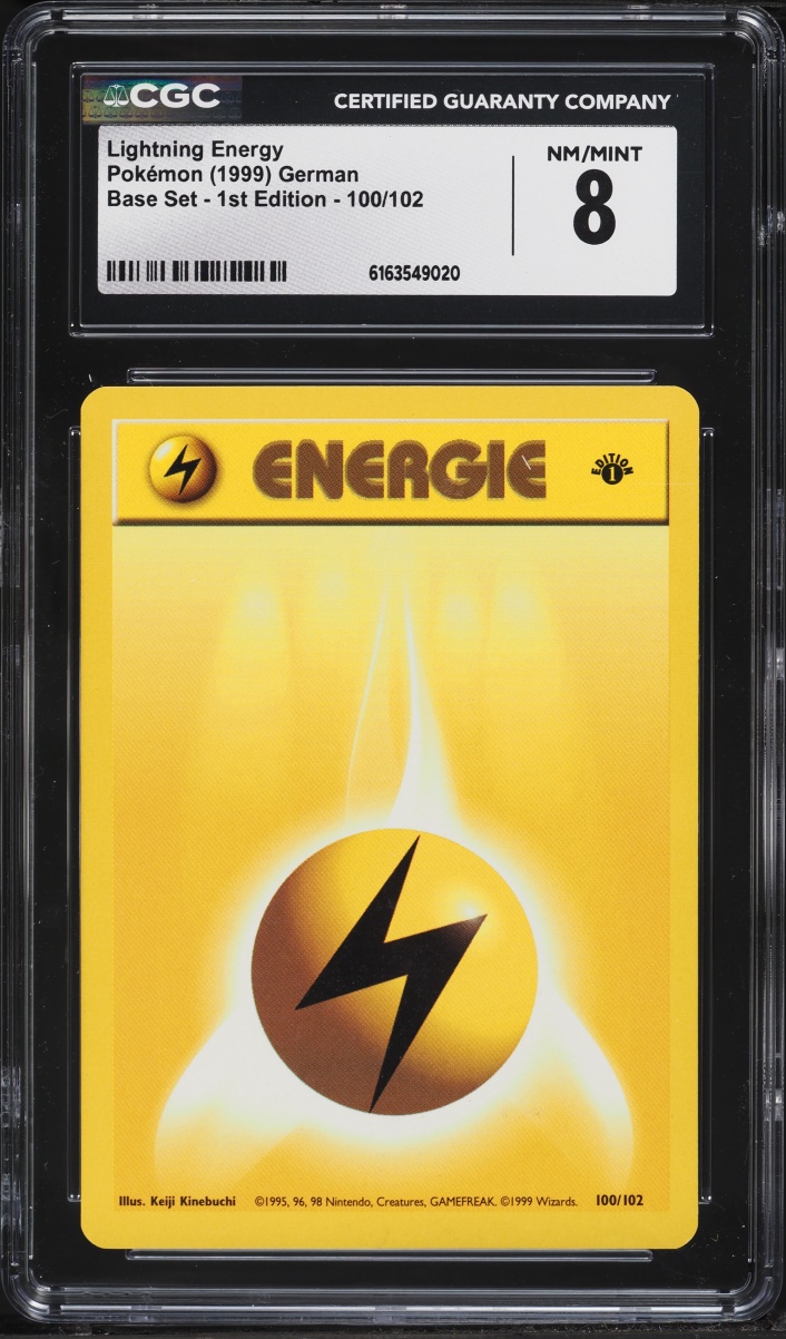 1999 Pokemon German Base Set 1st Edition Lightning Energy #100 CGC 8 NM-MT