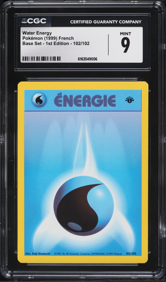 1999 Pokemon French Base Set 1st Edition Water Energy #102 CGC 9 MINT
