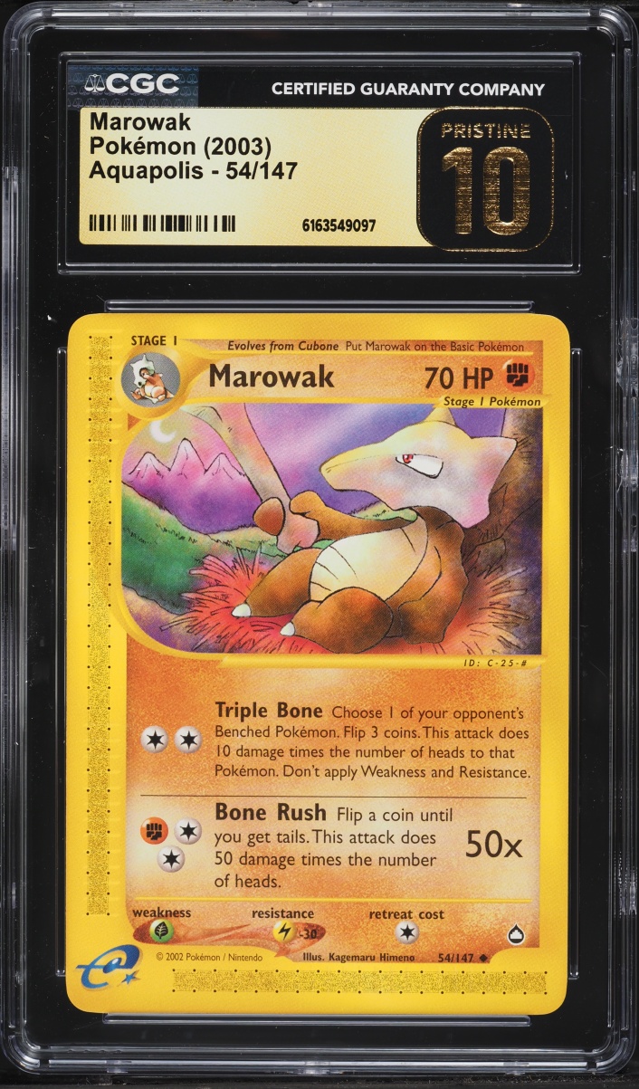 2003 Pokemon Aquapolis Marowak #54 CGC 10 PRISTINE