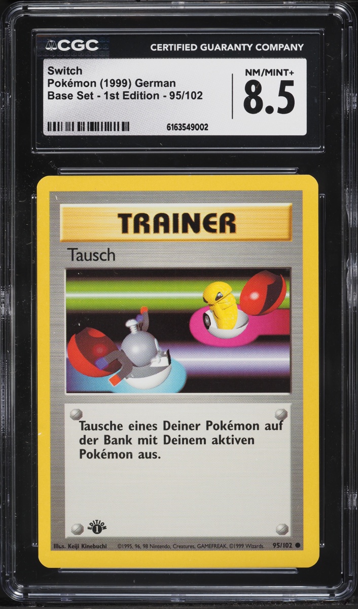 1999 Pokemon German Base Set 1st Edition Switch #95 CGC 8.5 NM-MT+