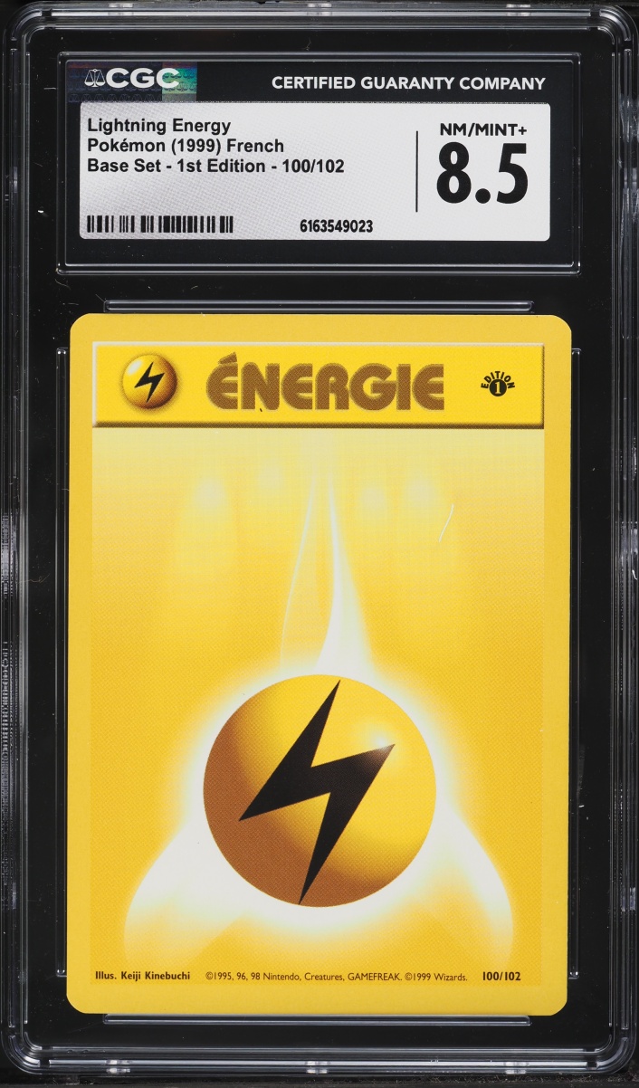 1999 Pokemon French Base Set 1st Edition Lightning Energy #100 CGC 8.5 NM-MT+