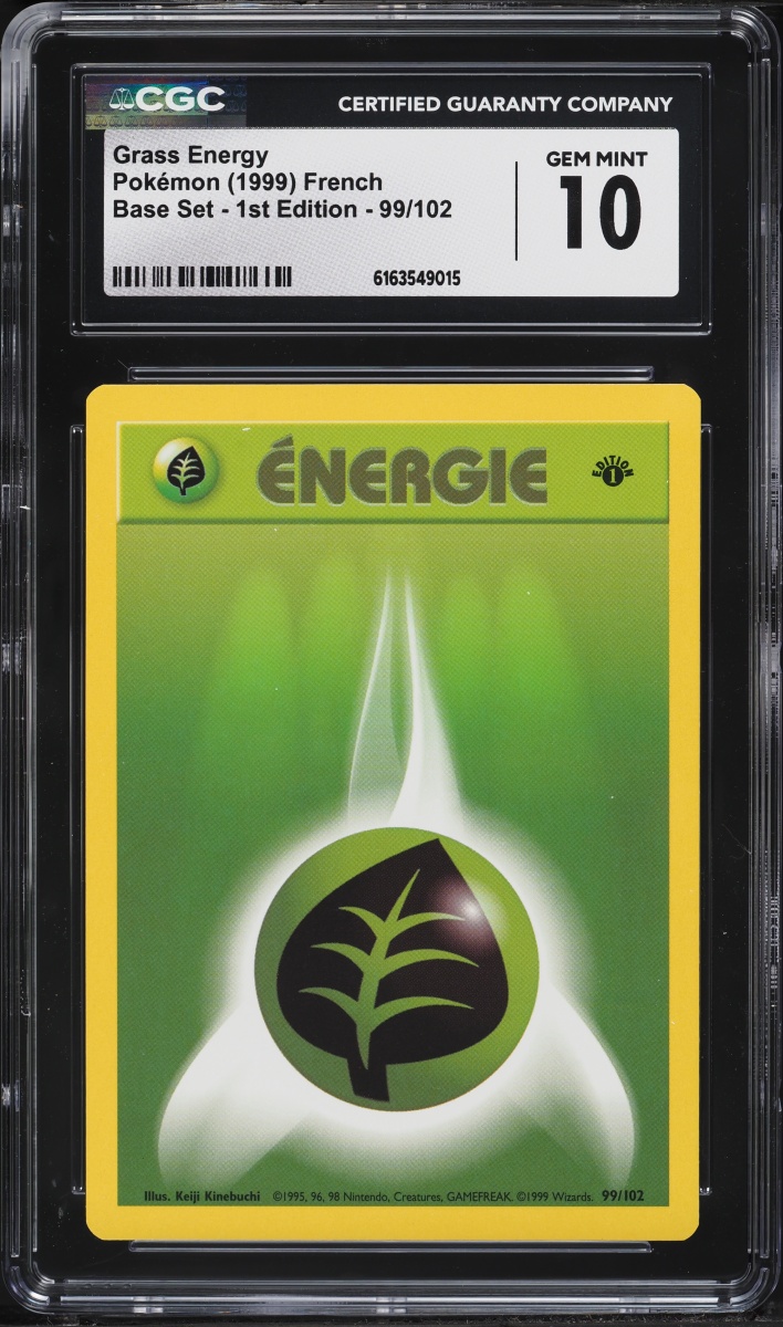 1999 Pokemon French Base Set 1st Edition Grass Energy #99 CGC 10 GEM MINT