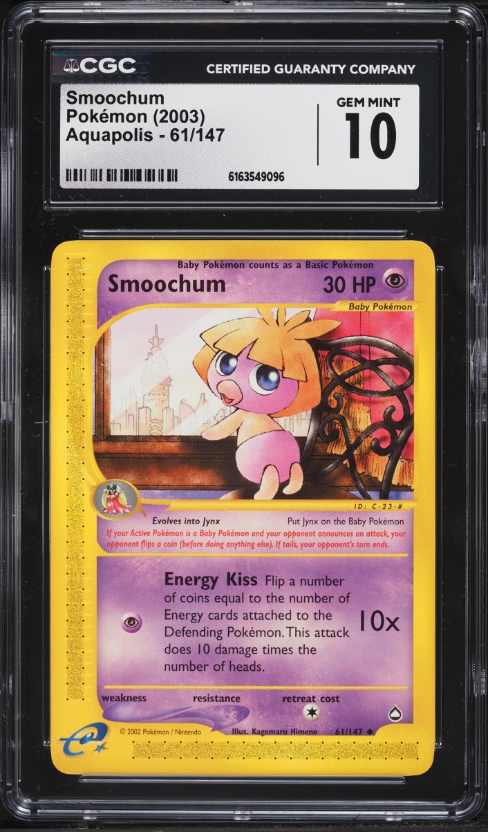 2003 Pokemon Aquapolis Smoochum #61 CGC 10 GEM MINT