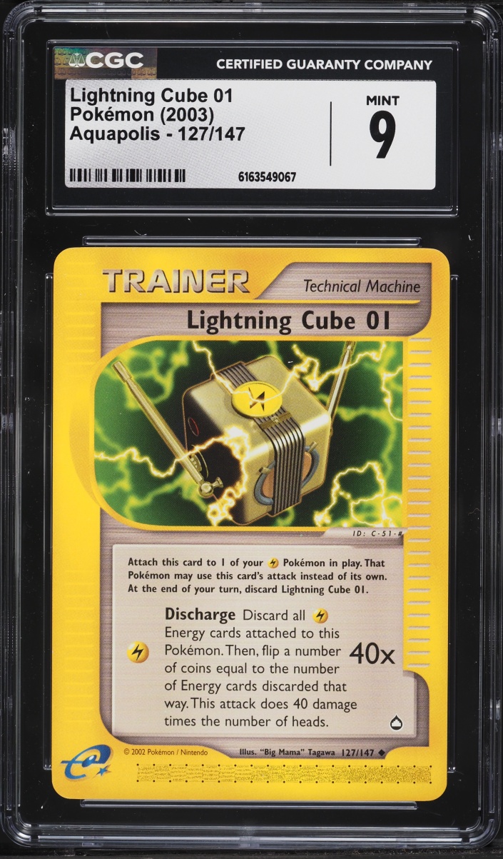 2003 Pokemon Aquapolis Lightning Cube 01 #127 CGC 9 MINT