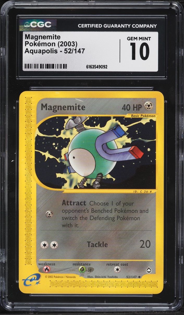 2003 Pokemon Aquapolis Magnemite #52 CGC 10 GEM MINT