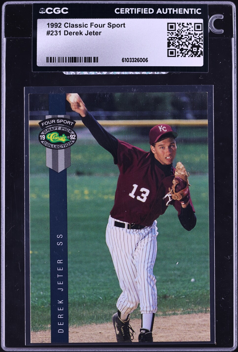 1992 Classic Four Sport Derek Jeter ROOKIE #231 CGC AUTH